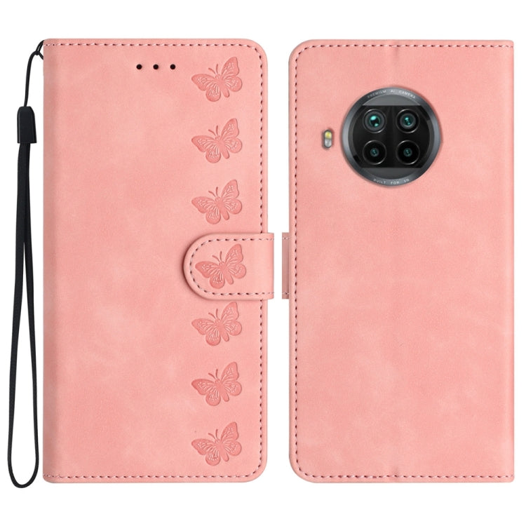 Seven Butterflies Embossed Leather Phone Case, For Xiaomi Redmi Note 9 5G / Note 9T, For Xiaomi Mi 10T Lite, For Xiaomi Mi 10T / 10T Pro, For Xiaomi Redmi 9A, For Xiaomi Redmi 9, For Xiaomi Redmi 9C, For Xiaomi Redmi Note 8T