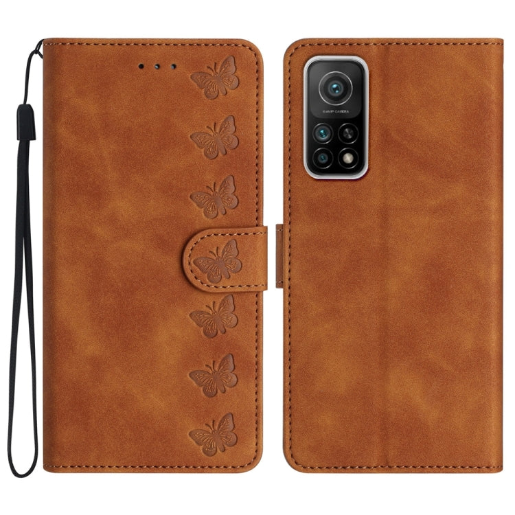 Seven Butterflies Embossed Leather Phone Case, For Xiaomi Redmi Note 9 5G / Note 9T, For Xiaomi Mi 10T Lite, For Xiaomi Mi 10T / 10T Pro, For Xiaomi Redmi 9A, For Xiaomi Redmi 9, For Xiaomi Redmi 9C, For Xiaomi Redmi Note 8T