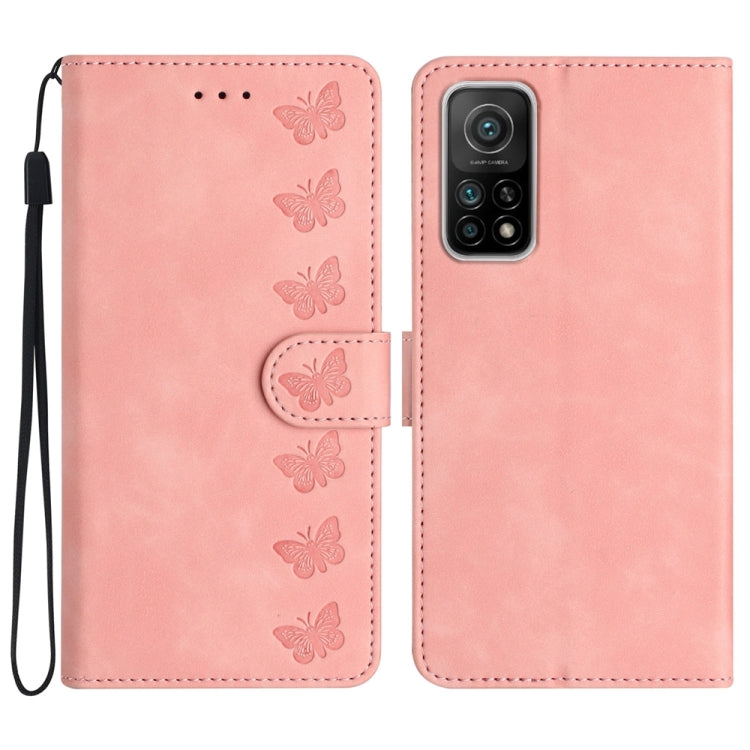 Seven Butterflies Embossed Leather Phone Case, For Xiaomi Redmi Note 9 5G / Note 9T, For Xiaomi Mi 10T Lite, For Xiaomi Mi 10T / 10T Pro, For Xiaomi Redmi 9A, For Xiaomi Redmi 9, For Xiaomi Redmi 9C, For Xiaomi Redmi Note 8T