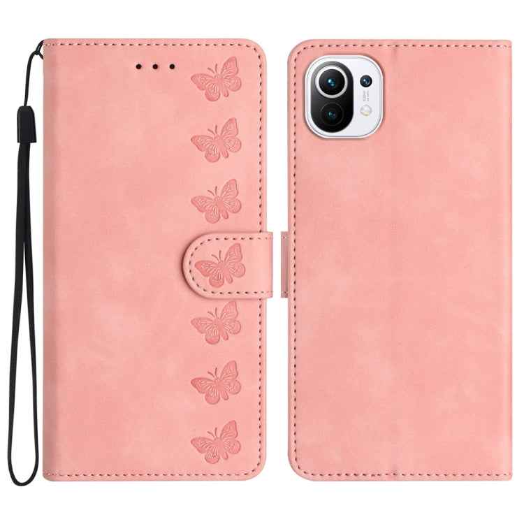 Seven Butterflies Embossed Leather Phone Case, For Xiaomi Redmi 13C 4G, For Xiaomi 13T, For Xiaomi Mi 11 Lite, For Xiaomi Redmi Note 12 Pro 5G Global, For Xiaomi Redmi Note 12 5G Global, For Xiaomi 13 Pro, For Xiaomi 13, For Xiaomi 12T / 12T Pro
