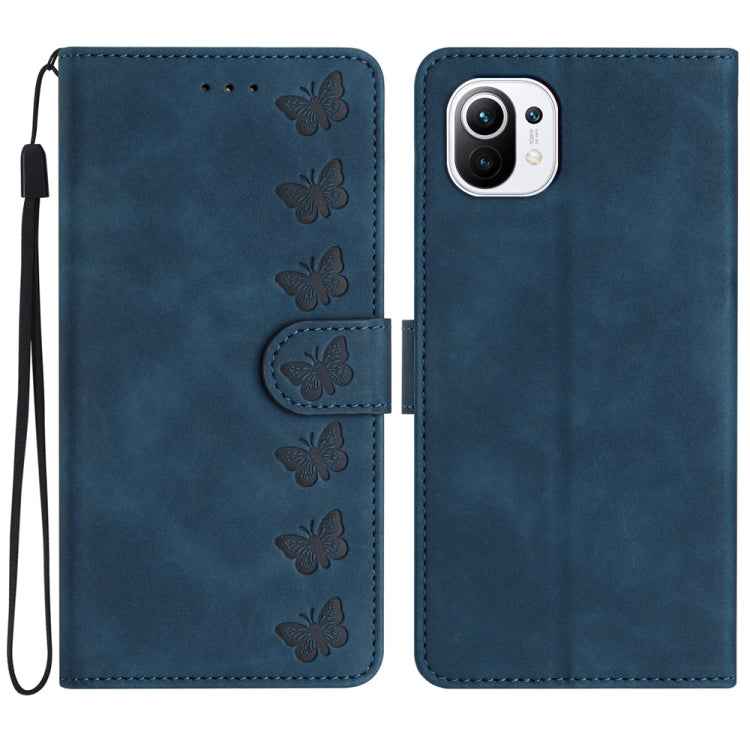 Seven Butterflies Embossed Leather Phone Case, For Xiaomi Redmi 13C 4G, For Xiaomi 13T, For Xiaomi Mi 11 Lite, For Xiaomi Redmi Note 12 Pro 5G Global, For Xiaomi Redmi Note 12 5G Global, For Xiaomi 13 Pro, For Xiaomi 13, For Xiaomi 12T / 12T Pro