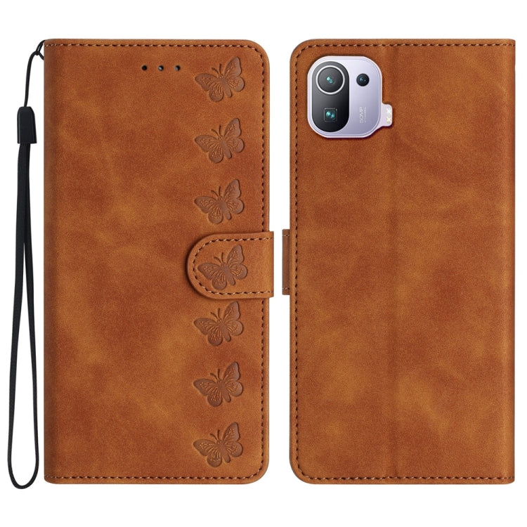 Seven Butterflies Embossed Leather Phone Case, For Xiaomi 11T / 11T Pro, For Xiaomi Redmi 10, For Xiaomi Mi 11 Ultra, For Xiaomi Mi 11 Pro, For Xiaomi Redmi Note 10 5G, For Xiaomi Redmi Note 10 4G, For Xiaomi Redmi Note 10 Pro, For Xiaomi Redmi K40