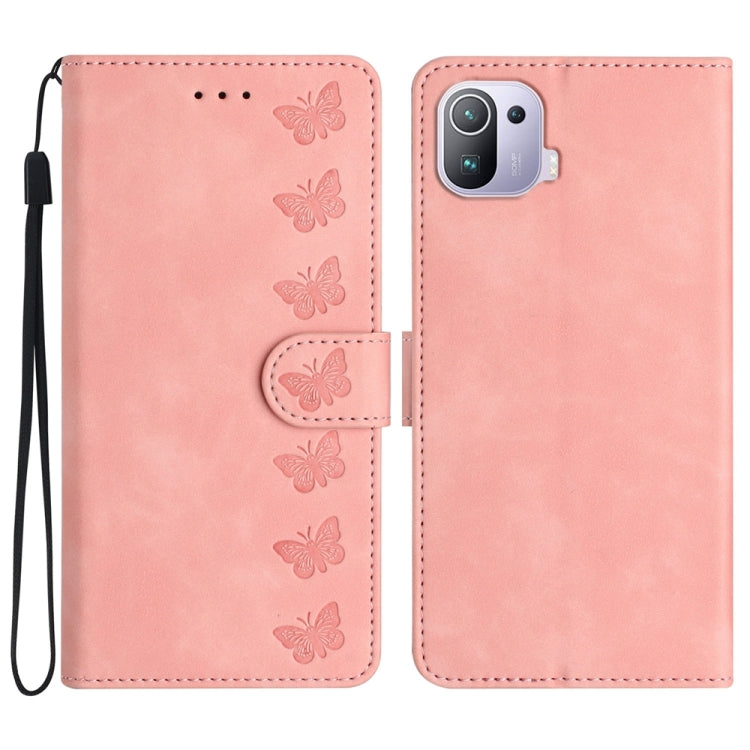 Seven Butterflies Embossed Leather Phone Case, For Xiaomi 11T / 11T Pro, For Xiaomi Redmi 10, For Xiaomi Mi 11 Ultra, For Xiaomi Mi 11 Pro, For Xiaomi Redmi Note 10 5G, For Xiaomi Redmi Note 10 4G, For Xiaomi Redmi Note 10 Pro, For Xiaomi Redmi K40