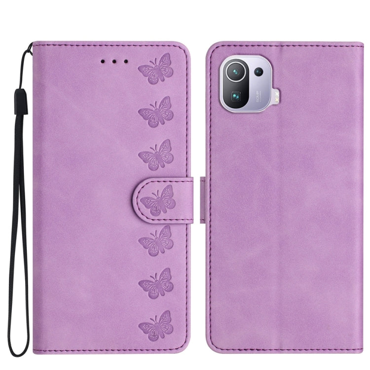Seven Butterflies Embossed Leather Phone Case, For Xiaomi 11T / 11T Pro, For Xiaomi Redmi 10, For Xiaomi Mi 11 Ultra, For Xiaomi Mi 11 Pro, For Xiaomi Redmi Note 10 5G, For Xiaomi Redmi Note 10 4G, For Xiaomi Redmi Note 10 Pro, For Xiaomi Redmi K40