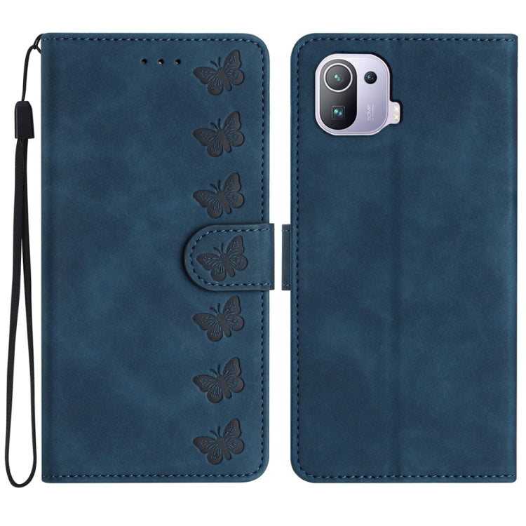 Seven Butterflies Embossed Leather Phone Case, For Xiaomi 11T / 11T Pro, For Xiaomi Redmi 10, For Xiaomi Mi 11 Ultra, For Xiaomi Mi 11 Pro, For Xiaomi Redmi Note 10 5G, For Xiaomi Redmi Note 10 4G, For Xiaomi Redmi Note 10 Pro, For Xiaomi Redmi K40