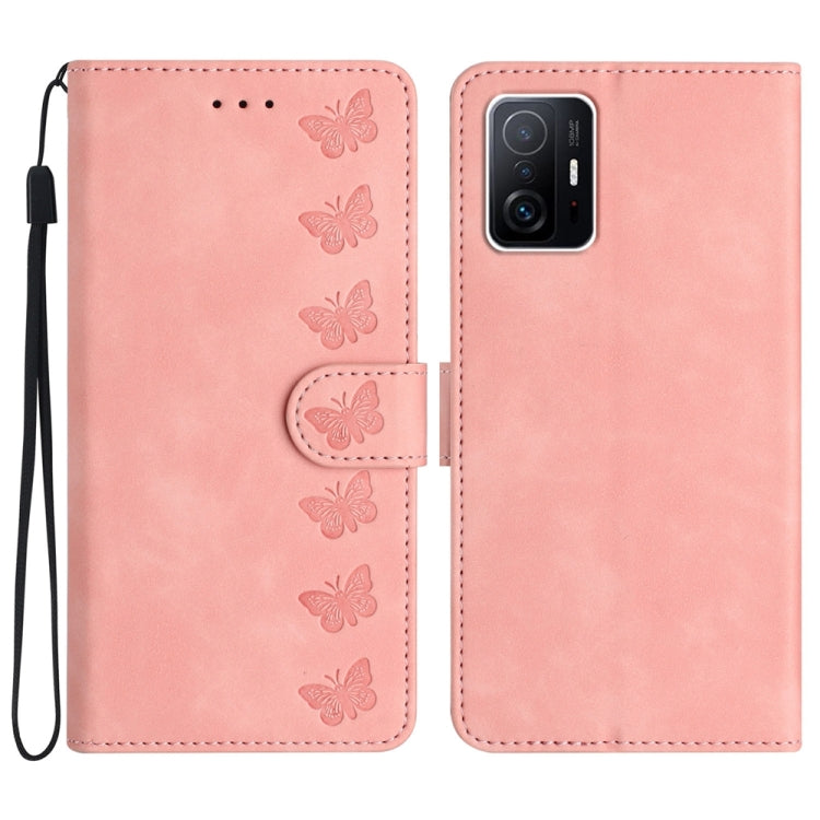 Seven Butterflies Embossed Leather Phone Case, For Xiaomi 11T / 11T Pro, For Xiaomi Redmi 10, For Xiaomi Mi 11 Ultra, For Xiaomi Mi 11 Pro, For Xiaomi Redmi Note 10 5G, For Xiaomi Redmi Note 10 4G, For Xiaomi Redmi Note 10 Pro, For Xiaomi Redmi K40