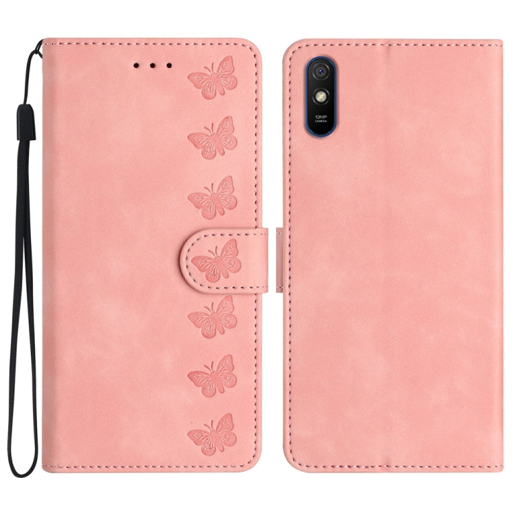 Seven Butterflies Embossed Leather Phone Case, For Xiaomi 11T / 11T Pro, For Xiaomi Redmi 10, For Xiaomi Mi 11 Ultra, For Xiaomi Mi 11 Pro, For Xiaomi Redmi Note 10 5G, For Xiaomi Redmi 9A, For Xiaomi Redmi 9, For Xiaomi Redmi 9C