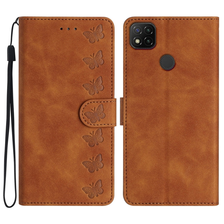Seven Butterflies Embossed Leather Phone Case, For Xiaomi Redmi Note 9 5G / Note 9T, For Xiaomi Mi 10T Lite, For Xiaomi Mi 10T / 10T Pro, For Xiaomi Redmi 9A, For Xiaomi Redmi 9, For Xiaomi Redmi 9C, For Xiaomi Redmi Note 8T