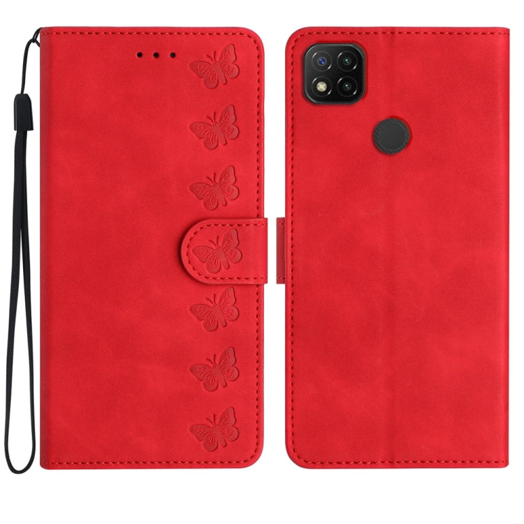 Seven Butterflies Embossed Leather Phone Case, For Xiaomi Redmi Note 9 5G / Note 9T, For Xiaomi Mi 10T Lite, For Xiaomi Mi 10T / 10T Pro, For Xiaomi Redmi 9A, For Xiaomi Redmi 9, For Xiaomi Redmi 9C, For Xiaomi Redmi Note 8T