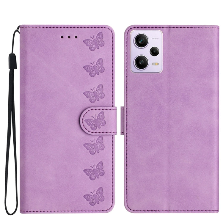Seven Butterflies Embossed Leather Phone Case, For Xiaomi Redmi 13C 4G, For Xiaomi 13T, For Xiaomi Mi 11 Lite, For Xiaomi Redmi Note 12 Pro 5G Global, For Xiaomi Redmi Note 12 5G Global, For Xiaomi 13 Pro, For Xiaomi 13, For Xiaomi 12T / 12T Pro