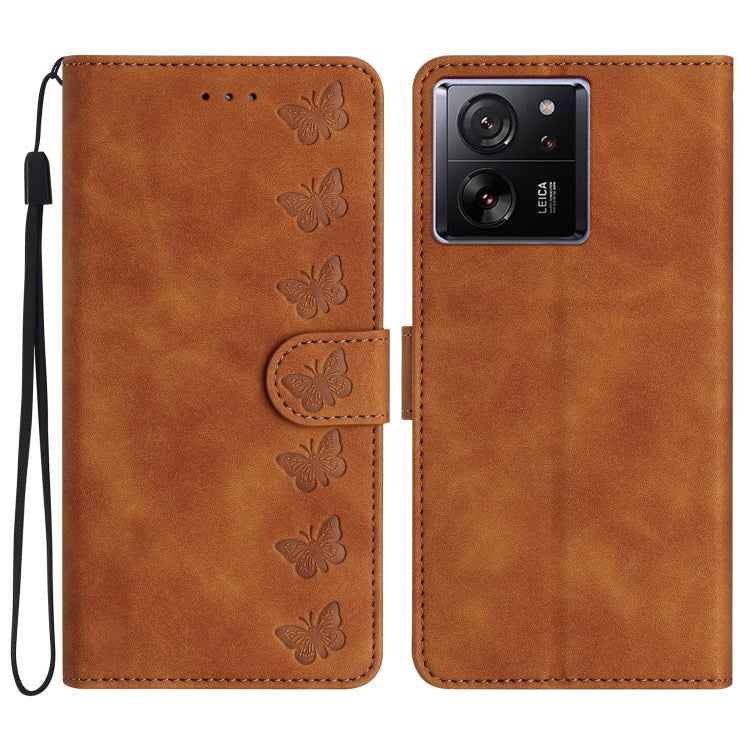Seven Butterflies Embossed Leather Phone Case, For Xiaomi Redmi 13C 4G, For Xiaomi 13T, For Xiaomi Mi 11 Lite, For Xiaomi Redmi Note 12 Pro 5G Global, For Xiaomi Redmi Note 12 5G Global, For Xiaomi 13 Pro, For Xiaomi 13, For Xiaomi 12T / 12T Pro