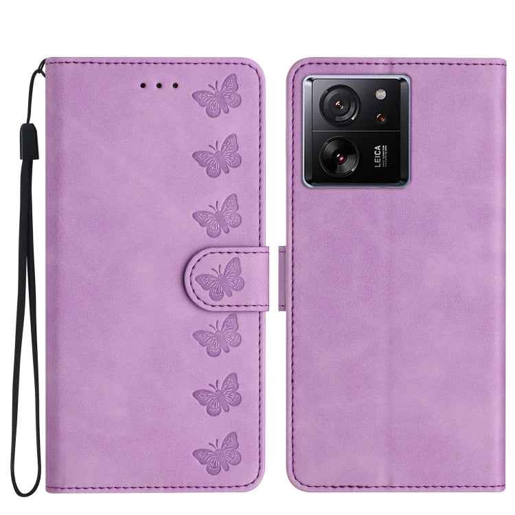 Seven Butterflies Embossed Leather Phone Case, For Xiaomi Redmi 13C 4G, For Xiaomi 13T, For Xiaomi Mi 11 Lite, For Xiaomi Redmi Note 12 Pro 5G Global, For Xiaomi Redmi Note 12 5G Global, For Xiaomi 13 Pro, For Xiaomi 13, For Xiaomi 12T / 12T Pro