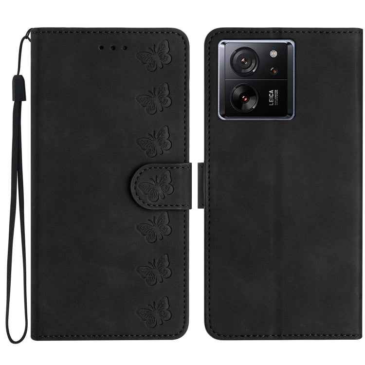 Seven Butterflies Embossed Leather Phone Case, For Xiaomi Redmi 13C 4G, For Xiaomi 13T, For Xiaomi Mi 11 Lite, For Xiaomi Redmi Note 12 Pro 5G Global, For Xiaomi Redmi Note 12 5G Global, For Xiaomi 13 Pro, For Xiaomi 13, For Xiaomi 12T / 12T Pro