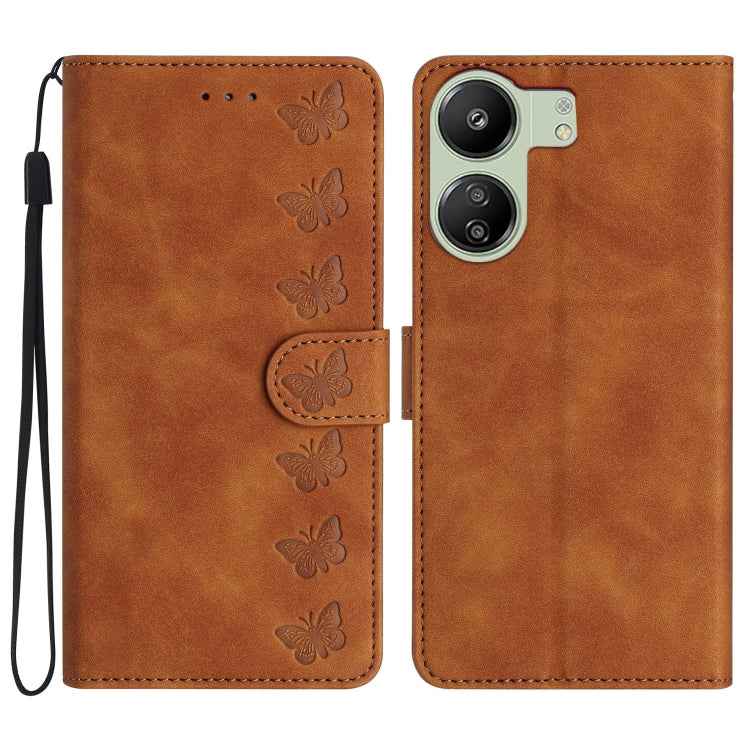 Seven Butterflies Embossed Leather Phone Case, For Xiaomi Redmi 13C 4G, For Xiaomi 13T, For Xiaomi Mi 11 Lite, For Xiaomi Redmi Note 12 Pro 5G Global, For Xiaomi Redmi Note 12 5G Global, For Xiaomi 13 Pro, For Xiaomi 13, For Xiaomi 12T / 12T Pro