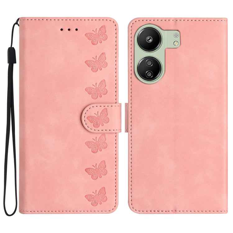 Seven Butterflies Embossed Leather Phone Case, For Xiaomi Redmi 13C 4G, For Xiaomi 13T, For Xiaomi Mi 11 Lite, For Xiaomi Redmi Note 12 Pro 5G Global, For Xiaomi Redmi Note 12 5G Global, For Xiaomi 13 Pro, For Xiaomi 13, For Xiaomi 12T / 12T Pro