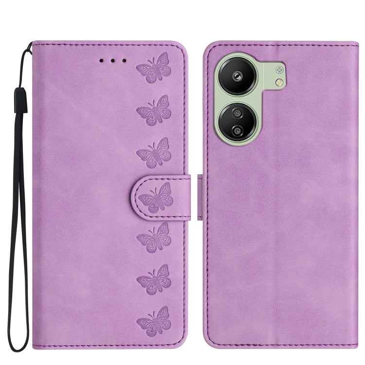 Seven Butterflies Embossed Leather Phone Case, For Xiaomi Redmi 13C 4G, For Xiaomi 13T, For Xiaomi Mi 11 Lite, For Xiaomi Redmi Note 12 Pro 5G Global, For Xiaomi Redmi Note 12 5G Global, For Xiaomi 13 Pro, For Xiaomi 13, For Xiaomi 12T / 12T Pro