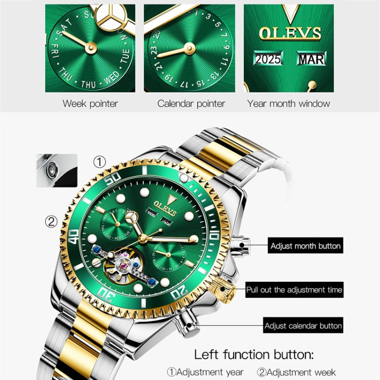 OLEVS 6605 Men Multifunctional Waterproof Mechanical Watch