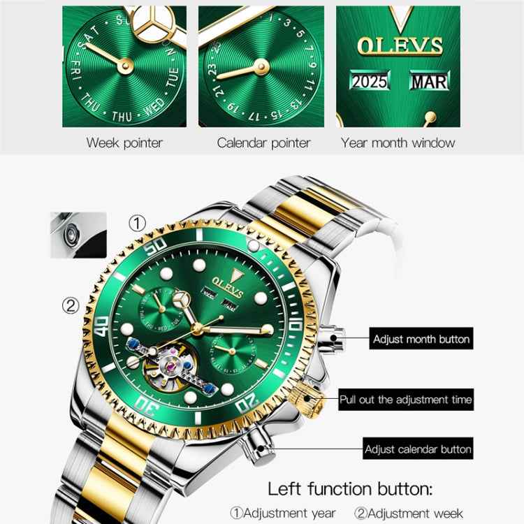 OLEVS 6605 Men Multifunctional Waterproof Mechanical Watch