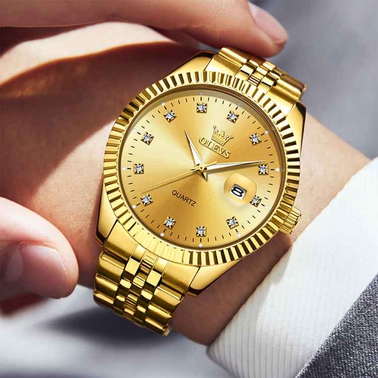 OLEVS 5526 Men Diamond Set Luminous Waterproof Quartz Watch