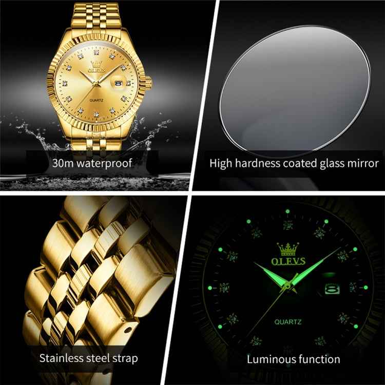 OLEVS 5526 Men Diamond Set Luminous Waterproof Quartz Watch