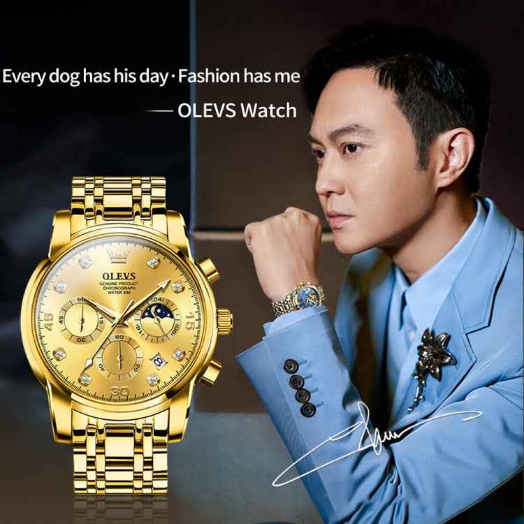 OLEVS 2889 Men Multifunctional Luminous Waterproof Quartz Watch