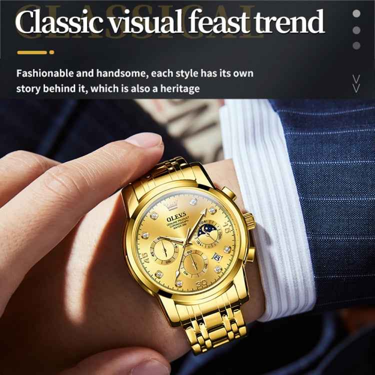 OLEVS 2889 Men Multifunctional Luminous Waterproof Quartz Watch