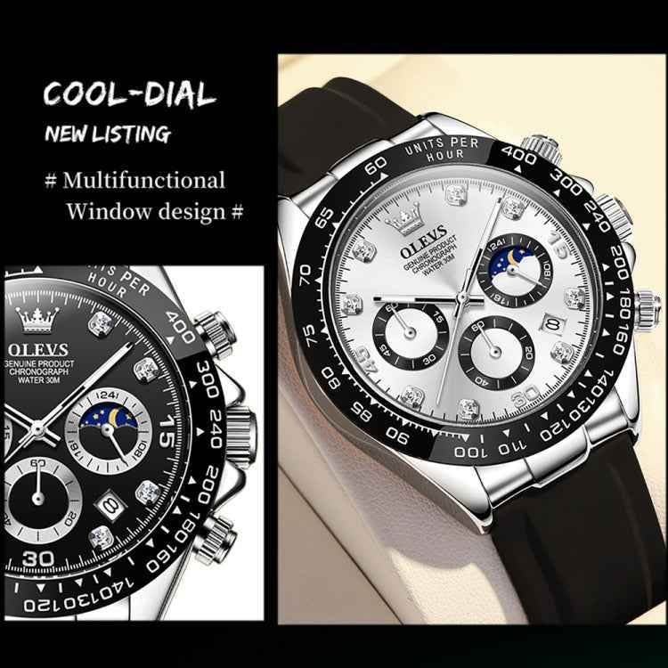 OLEVS 2875 Men Multifunctional Sports Chronograph Waterproof Quartz Watch