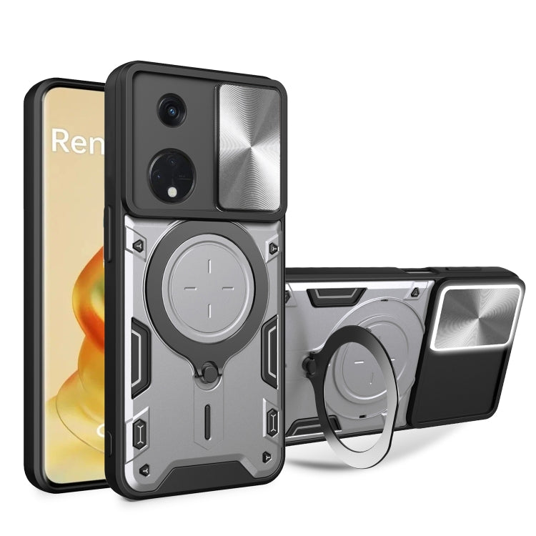 CD Texture Sliding Camshield Magnetic Holder Phone Case, For OPPO F23 5G India / A98 5G / A1 5G, For OPPO Find X8 Pro, For OPPO Reno8 T 5G, For OPPO A17 4G, For OPPO Reno8 Pro 5G, For OPPO Reno8 5G, For OPPO Reno7 4G / F21 Pro 4G, For OPPO Reno7 5G