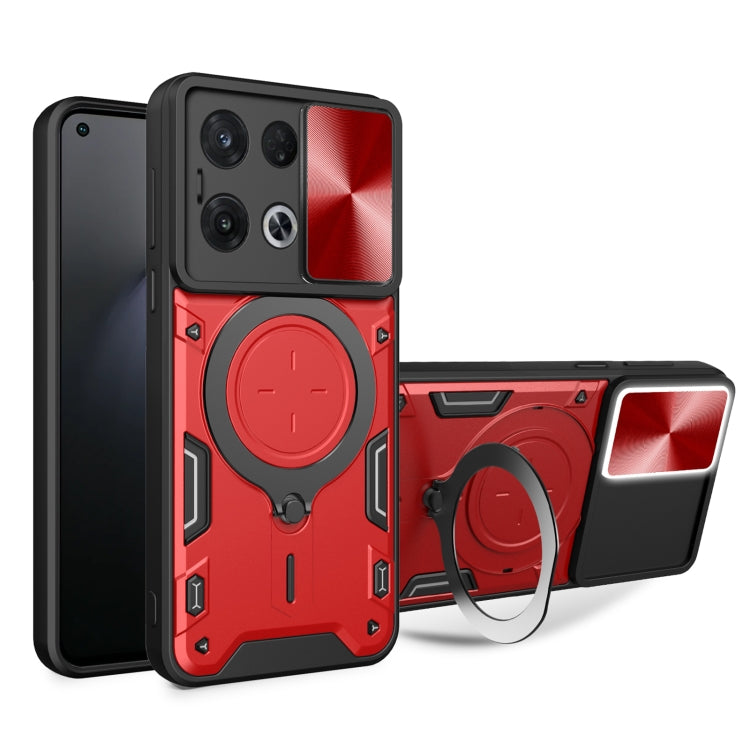 CD Texture Sliding Camshield Magnetic Holder Phone Case, For OPPO F23 5G India / A98 5G / A1 5G, For OPPO Find X8 Pro, For OPPO Reno8 T 5G, For OPPO A17 4G, For OPPO Reno8 Pro 5G, For OPPO Reno8 5G, For OPPO Reno7 4G / F21 Pro 4G, For OPPO Reno7 5G