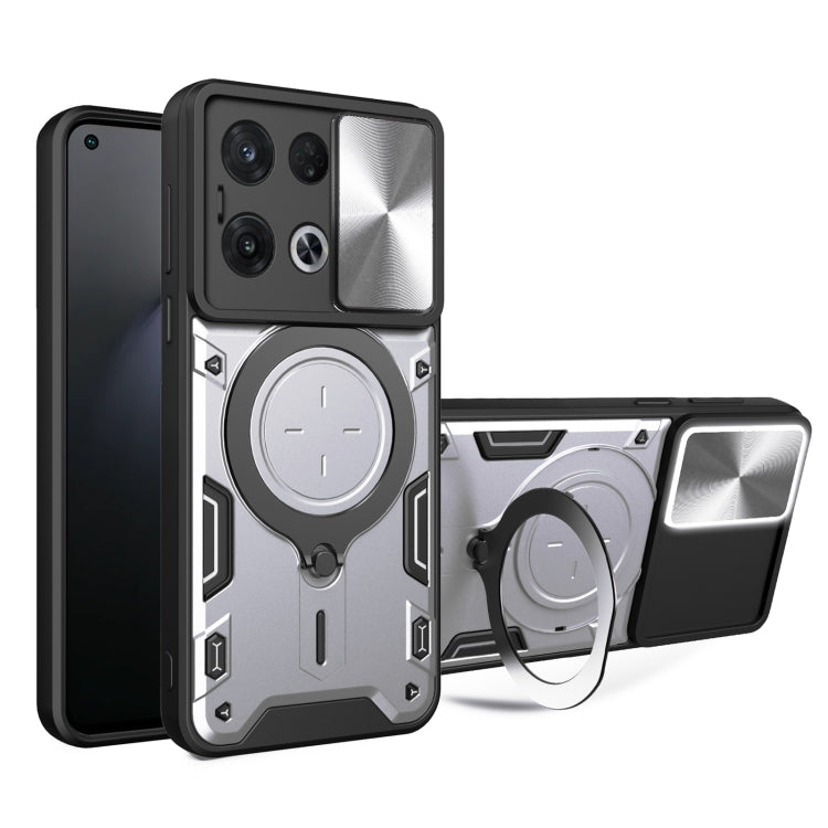 CD Texture Sliding Camshield Magnetic Holder Phone Case, For OPPO F23 5G India / A98 5G / A1 5G, For OPPO Find X8 Pro, For OPPO Reno8 T 5G, For OPPO A17 4G, For OPPO Reno8 Pro 5G, For OPPO Reno8 5G, For OPPO Reno7 4G / F21 Pro 4G, For OPPO Reno7 5G