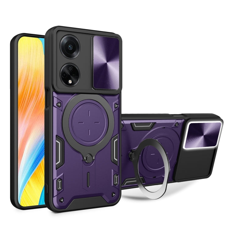 CD Texture Sliding Camshield Magnetic Holder Phone Case, For OPPO F23 5G India / A98 5G / A1 5G, For OPPO Find X8 Pro, For OPPO Reno8 T 5G, For OPPO A17 4G, For OPPO Reno8 Pro 5G, For OPPO Reno8 5G, For OPPO Reno7 4G / F21 Pro 4G, For OPPO Reno7 5G