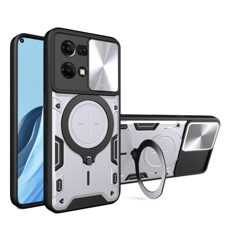 CD Texture Sliding Camshield Magnetic Holder Phone Case, For OPPO F23 5G India / A98 5G / A1 5G, For OPPO Find X8 Pro, For OPPO Reno8 T 5G, For OPPO A17 4G, For OPPO Reno8 Pro 5G, For OPPO Reno8 5G, For OPPO Reno7 4G / F21 Pro 4G, For OPPO Reno7 5G