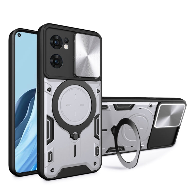 CD Texture Sliding Camshield Magnetic Holder Phone Case, For OPPO F23 5G India / A98 5G / A1 5G, For OPPO Find X8 Pro, For OPPO Reno8 T 5G, For OPPO A17 4G, For OPPO Reno8 Pro 5G, For OPPO Reno8 5G, For OPPO Reno7 4G / F21 Pro 4G, For OPPO Reno7 5G