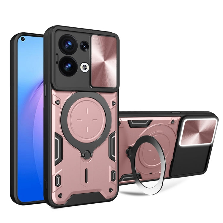 CD Texture Sliding Camshield Magnetic Holder Phone Case, For OPPO F23 5G India / A98 5G / A1 5G, For OPPO Find X8 Pro, For OPPO Reno8 T 5G, For OPPO A17 4G, For OPPO Reno8 Pro 5G, For OPPO Reno8 5G, For OPPO Reno7 4G / F21 Pro 4G, For OPPO Reno7 5G