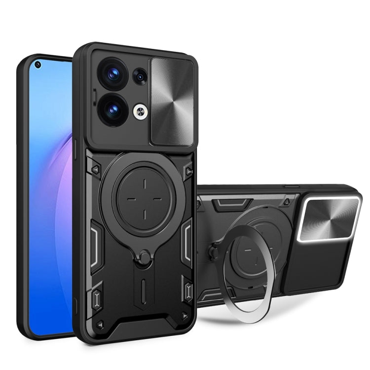 CD Texture Sliding Camshield Magnetic Holder Phone Case, For OPPO F23 5G India / A98 5G / A1 5G, For OPPO Find X8 Pro, For OPPO Reno8 T 5G, For OPPO A17 4G, For OPPO Reno8 Pro 5G, For OPPO Reno8 5G, For OPPO Reno7 4G / F21 Pro 4G, For OPPO Reno7 5G