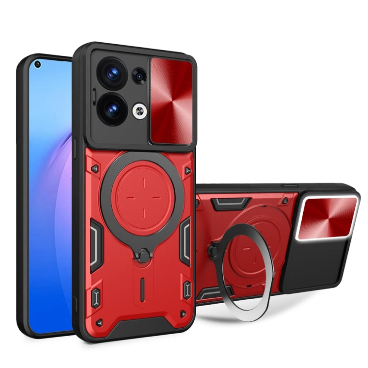 CD Texture Sliding Camshield Magnetic Holder Phone Case, For OPPO F23 5G India / A98 5G / A1 5G, For OPPO Find X8 Pro, For OPPO Reno8 T 5G, For OPPO A17 4G, For OPPO Reno8 Pro 5G, For OPPO Reno8 5G, For OPPO Reno7 4G / F21 Pro 4G, For OPPO Reno7 5G