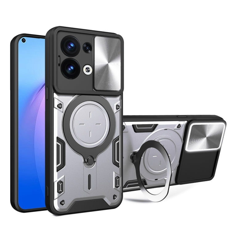CD Texture Sliding Camshield Magnetic Holder Phone Case, For OPPO F23 5G India / A98 5G / A1 5G, For OPPO Find X8 Pro, For OPPO Reno8 T 5G, For OPPO A17 4G, For OPPO Reno8 Pro 5G, For OPPO Reno8 5G, For OPPO Reno7 4G / F21 Pro 4G, For OPPO Reno7 5G