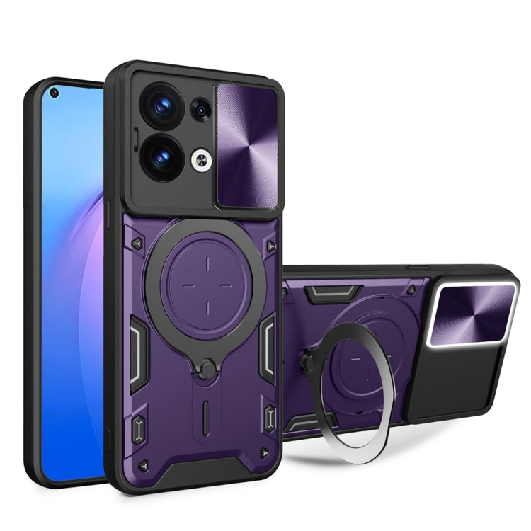 CD Texture Sliding Camshield Magnetic Holder Phone Case, For OPPO F23 5G India / A98 5G / A1 5G, For OPPO Find X8 Pro, For OPPO Reno8 T 5G, For OPPO A17 4G, For OPPO Reno8 Pro 5G, For OPPO Reno8 5G, For OPPO Reno7 4G / F21 Pro 4G, For OPPO Reno7 5G