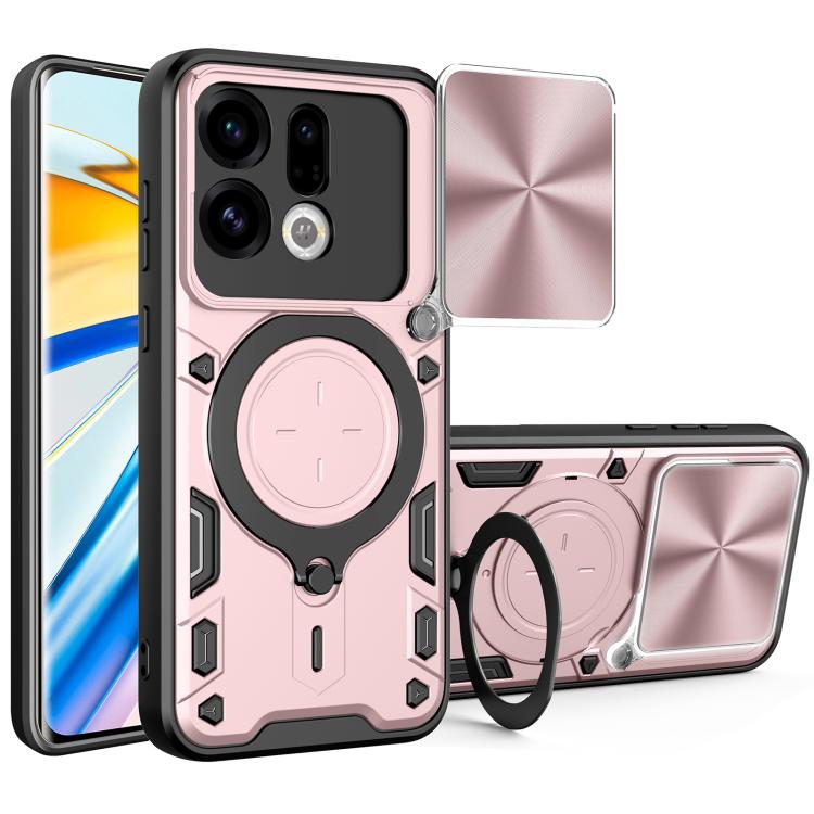 CD Texture Sliding Camshield Magnetic Holder Phone Case, For OPPO Reno16 F 5G, For OPPO Find X9 Ultra, For OPPO Find X9, For OPPO Find X9 Pro, For OPPO Reno14 F 5G Global, For OPPO A5 5G Global / A5x 5G, For OPPO Reno14 5G Global, For OPPO A59 5G Global