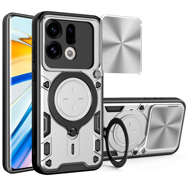 CD Texture Sliding Camshield Magnetic Holder Phone Case, For OPPO Reno16 F 5G, For OPPO Find X9 Ultra, For OPPO Find X9, For OPPO Find X9 Pro, For OPPO Reno14 F 5G Global, For OPPO A5 5G Global / A5x 5G, For OPPO Reno14 5G Global, For OPPO A59 5G Global