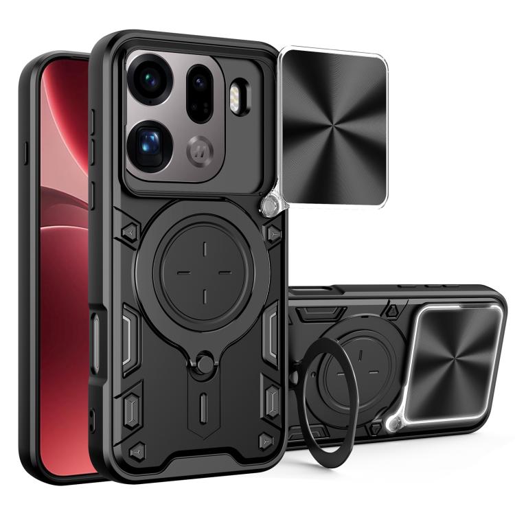 CD Texture Sliding Camshield Magnetic Holder Phone Case, For OPPO Reno16 F 5G, For OPPO Find X9 Ultra, For OPPO Find X9, For OPPO Find X9 Pro, For OPPO Reno14 F 5G Global, For OPPO A5 5G Global / A5x 5G, For OPPO Reno14 5G Global, For OPPO A59 5G Global