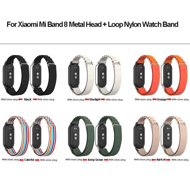 Metal Plug Loop Nylon Watch Band, For Xiaomi Mi Band 8