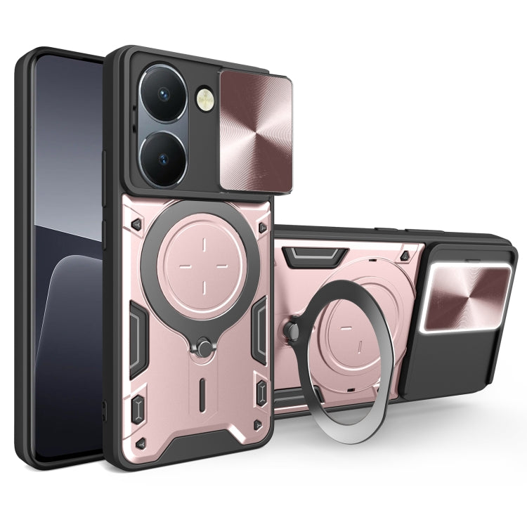 CD Texture Sliding Camshield Magnetic Holder Phone Case, For vivo V30e 5G Global, For vivo Y300 Pro, For vivo iQOO Z9s 5G, For vivo Y28 4G, For vivo Y03 / Y18 / Y18e 4G, For vivo V29e / Y200 5G, For vivo Y36 4G / 5G, For vivo S16 / S16 Pro / V27 5G