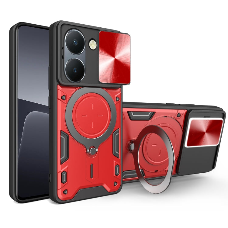 CD Texture Sliding Camshield Magnetic Holder Phone Case, For vivo V30e 5G Global, For vivo Y300 Pro, For vivo iQOO Z9s 5G, For vivo Y28 4G, For vivo Y03 / Y18 / Y18e 4G, For vivo V29e / Y200 5G, For vivo Y36 4G / 5G, For vivo S16 / S16 Pro / V27 5G