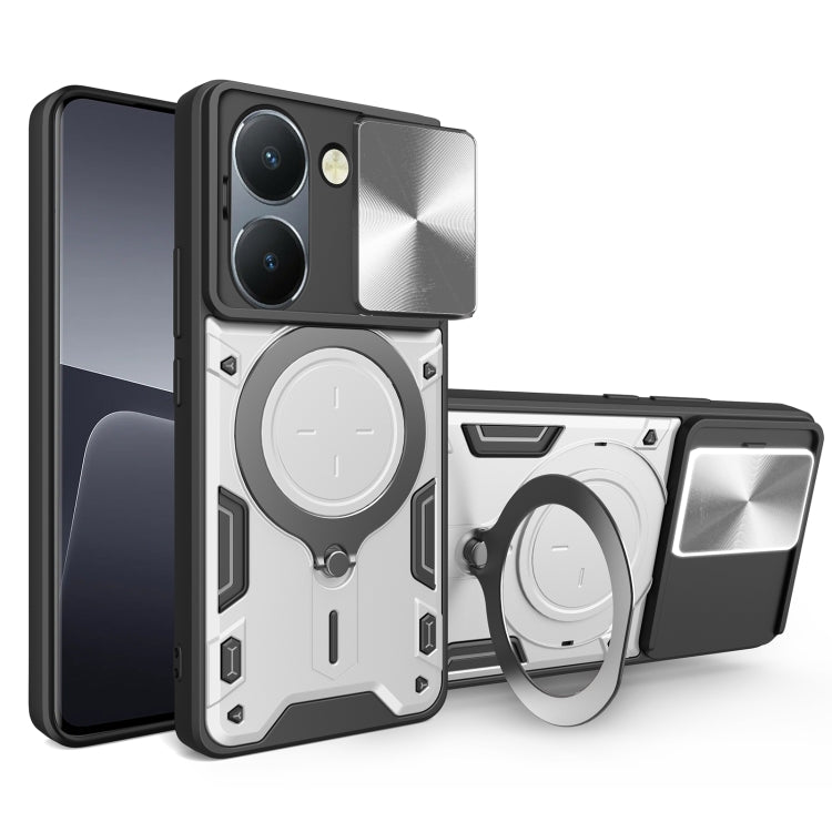 CD Texture Sliding Camshield Magnetic Holder Phone Case, For vivo V30e 5G Global, For vivo Y300 Pro, For vivo iQOO Z9s 5G, For vivo Y28 4G, For vivo Y03 / Y18 / Y18e 4G, For vivo V29e / Y200 5G, For vivo Y36 4G / 5G, For vivo S16 / S16 Pro / V27 5G