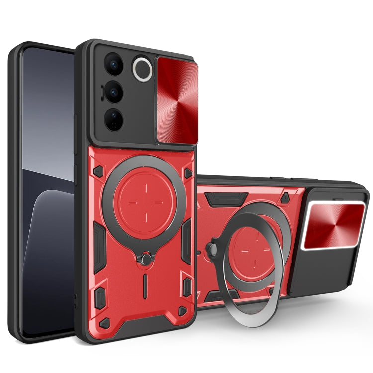 CD Texture Sliding Camshield Magnetic Holder Phone Case, For vivo V30e 5G Global, For vivo Y300 Pro, For vivo iQOO Z9s 5G, For vivo Y28 4G, For vivo Y03 / Y18 / Y18e 4G, For vivo V29e / Y200 5G, For vivo Y36 4G / 5G, For vivo S16 / S16 Pro / V27 5G