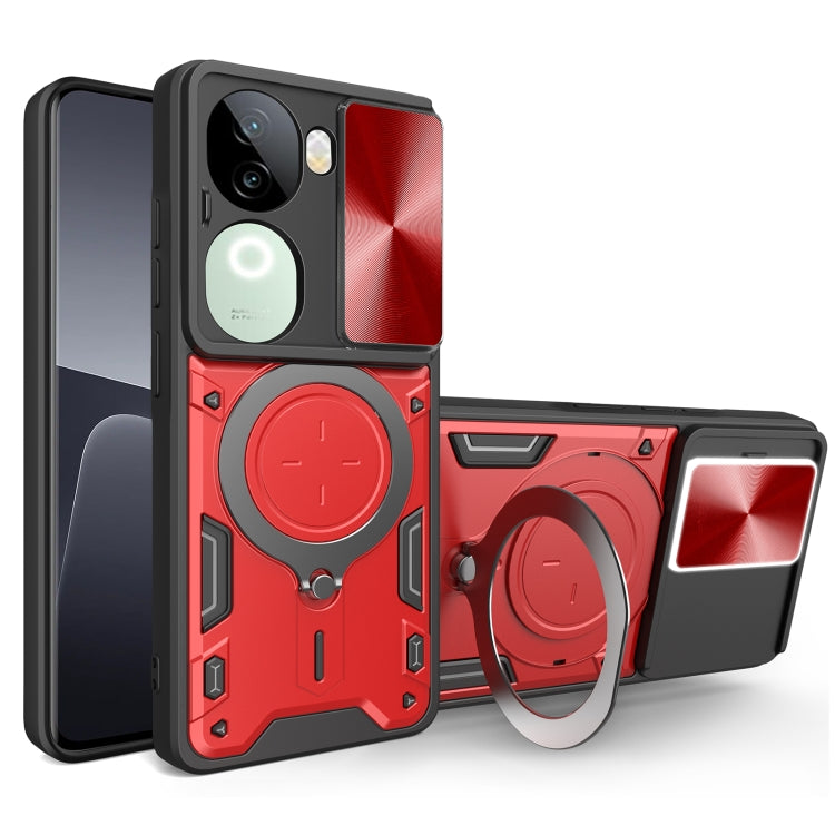 CD Texture Sliding Camshield Magnetic Holder Phone Case, For vivo V30e 5G Global, For vivo Y300 Pro, For vivo iQOO Z9s 5G, For vivo Y28 4G, For vivo Y03 / Y18 / Y18e 4G, For vivo V29e / Y200 5G, For vivo Y36 4G / 5G, For vivo S16 / S16 Pro / V27 5G