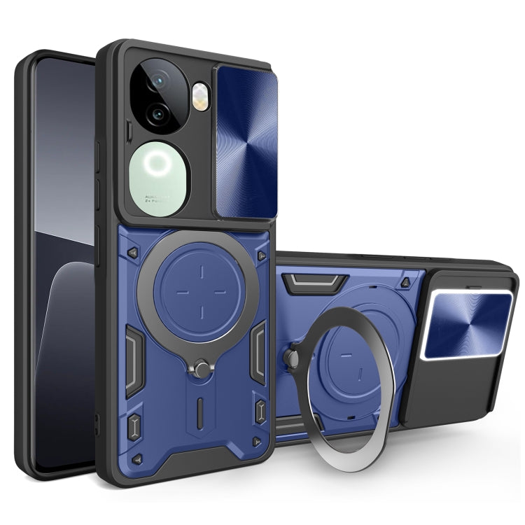 CD Texture Sliding Camshield Magnetic Holder Phone Case, For vivo V30e 5G Global, For vivo Y300 Pro, For vivo iQOO Z9s 5G, For vivo Y28 4G, For vivo Y03 / Y18 / Y18e 4G, For vivo V29e / Y200 5G, For vivo Y36 4G / 5G, For vivo S16 / S16 Pro / V27 5G
