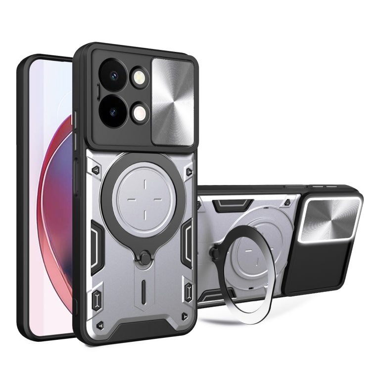 CD Texture Sliding Camshield Magnetic Holder Phone Case, For vivo V30e 5G Global, For vivo Y300 Pro, For vivo iQOO Z9s 5G, For vivo Y28 4G, For vivo Y03 / Y18 / Y18e 4G, For vivo V29e / Y200 5G, For vivo Y36 4G / 5G, For vivo S16 / S16 Pro / V27 5G