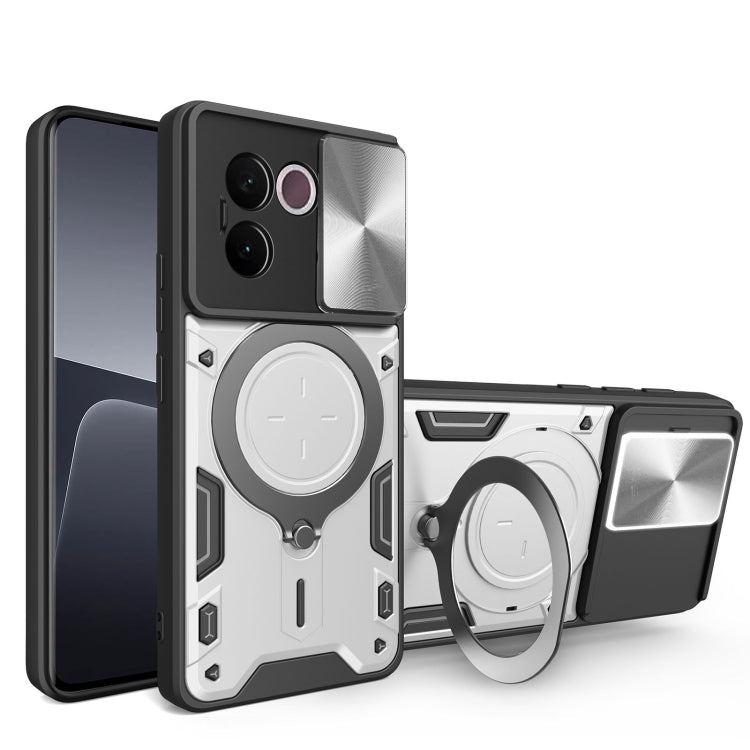 CD Texture Sliding Camshield Magnetic Holder Phone Case, For vivo V30e 5G Global, For vivo Y300 Pro, For vivo iQOO Z9s 5G, For vivo Y28 4G, For vivo Y03 / Y18 / Y18e 4G, For vivo V29e / Y200 5G, For vivo Y36 4G / 5G, For vivo S16 / S16 Pro / V27 5G